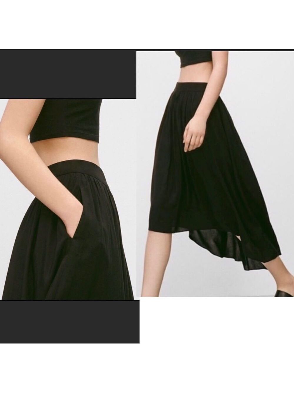 𝅺ARITZIA Wilfred black silk asymmetrical skirt Sz XS